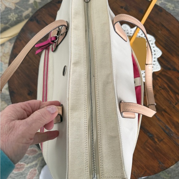 Coach Beige and Pink Canvas/leather Weekender Tote 20x15 Includes Triple hangtag - Picture 15 of 15
